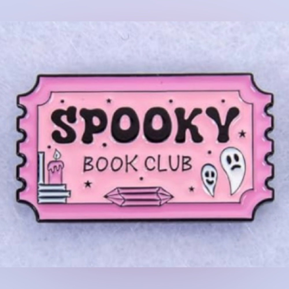NEW Enamel Pin “Spooky Book Club” Scary Book Literature Reading Pink Cute